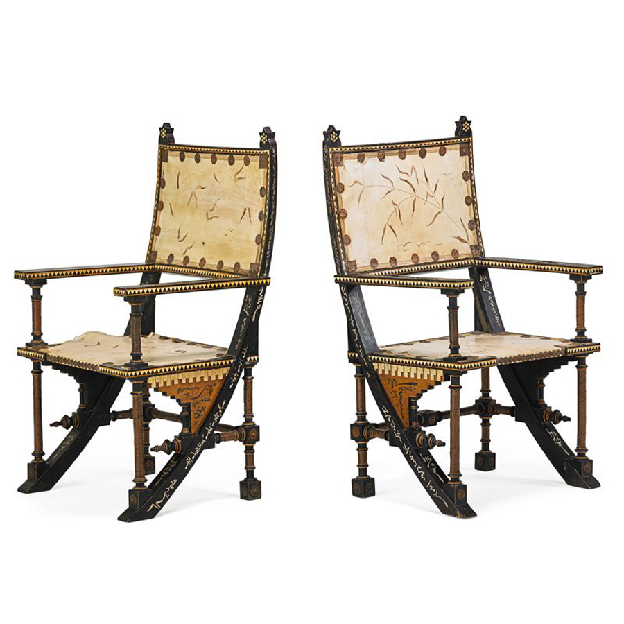 A pair of Carlo Bugatti chairs, produced in Italy in the early 1900s took in $ 21,250 at Rago.
