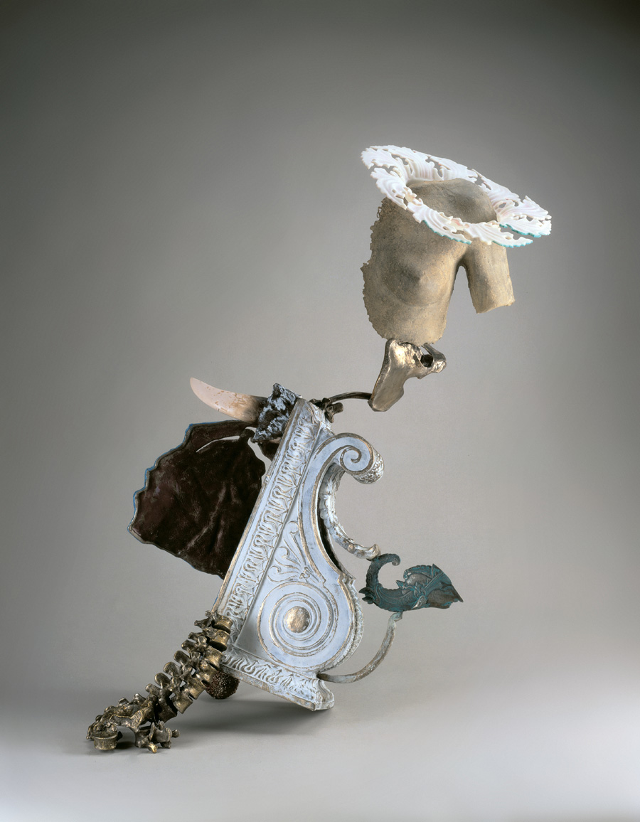 “Of Hail and Ice” by Nancy Graves 1992, cast white bronze, patina, enamel and polyester resin, 40½ by 17 by 24 inches.