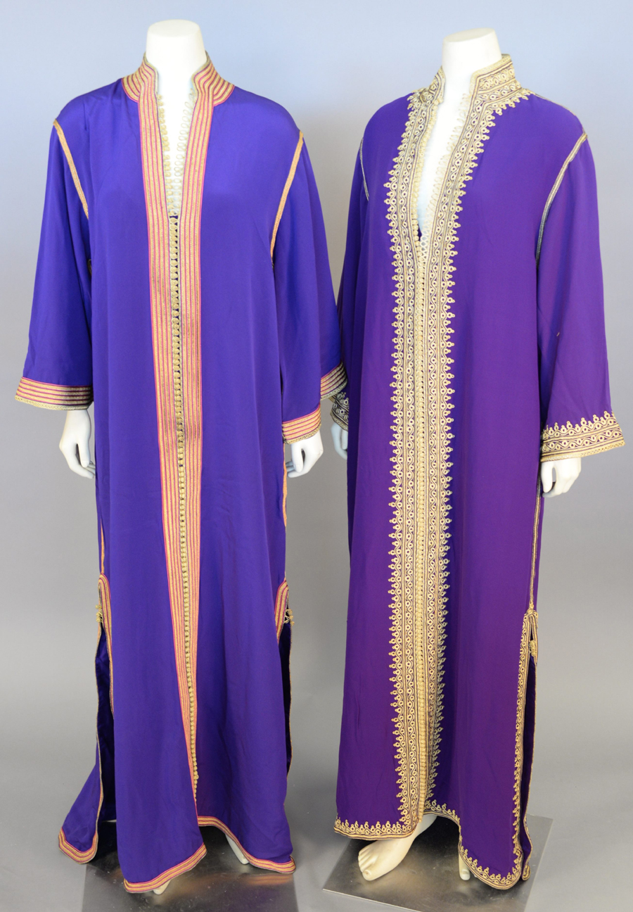 Four Middle Eastern-style robes, silk with needlework, two marked Fadela Casablanca, realized $ 1,560.