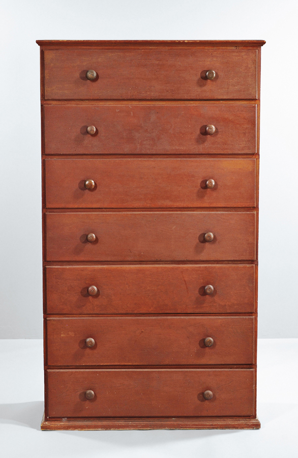Tall chest of drawers, Canterbury, N.H., Nineteenth Century,<br>$ 18,450 ($ 30/50,000), acquired at Canterbury. Collection of Erhart Muller.