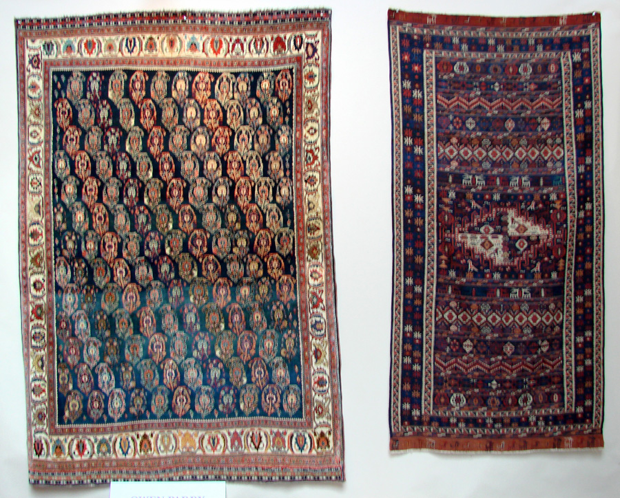 Owen Parry came to the show from Wales. The rug on the left is a south Persian Afshar.