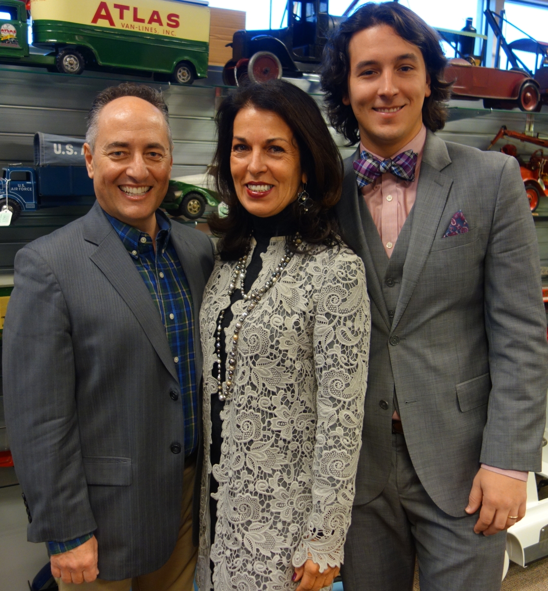 Auctioneers Tim Luke, left, and Michael Bertoia, with Jeanne Bertoia just before the auction began on Friday morning.