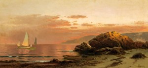 “Evening Glow” by Alfred Thompson Bricher (1837–1908), oil on canvas, 15 by 32 inches, $60,000 ($50/70,000).