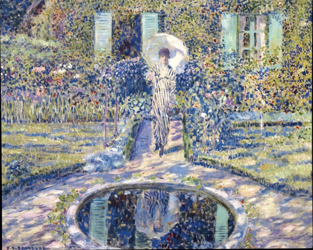 “The Garden,” by Frederick Carl Frieseke (1874–1939), an oil on canvas painted in 1913, nearly met its high estimate, realizing $2,407,500.