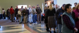Visitors to the show waited in an orderly line prior to the gate opening.