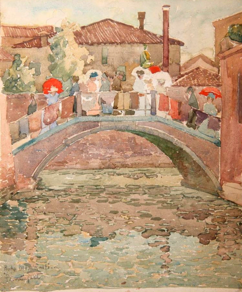 Maurice Pendergast’s watercolor, “Ponte Mendicanti,” more than doubled the estimate to finish at $73,200.