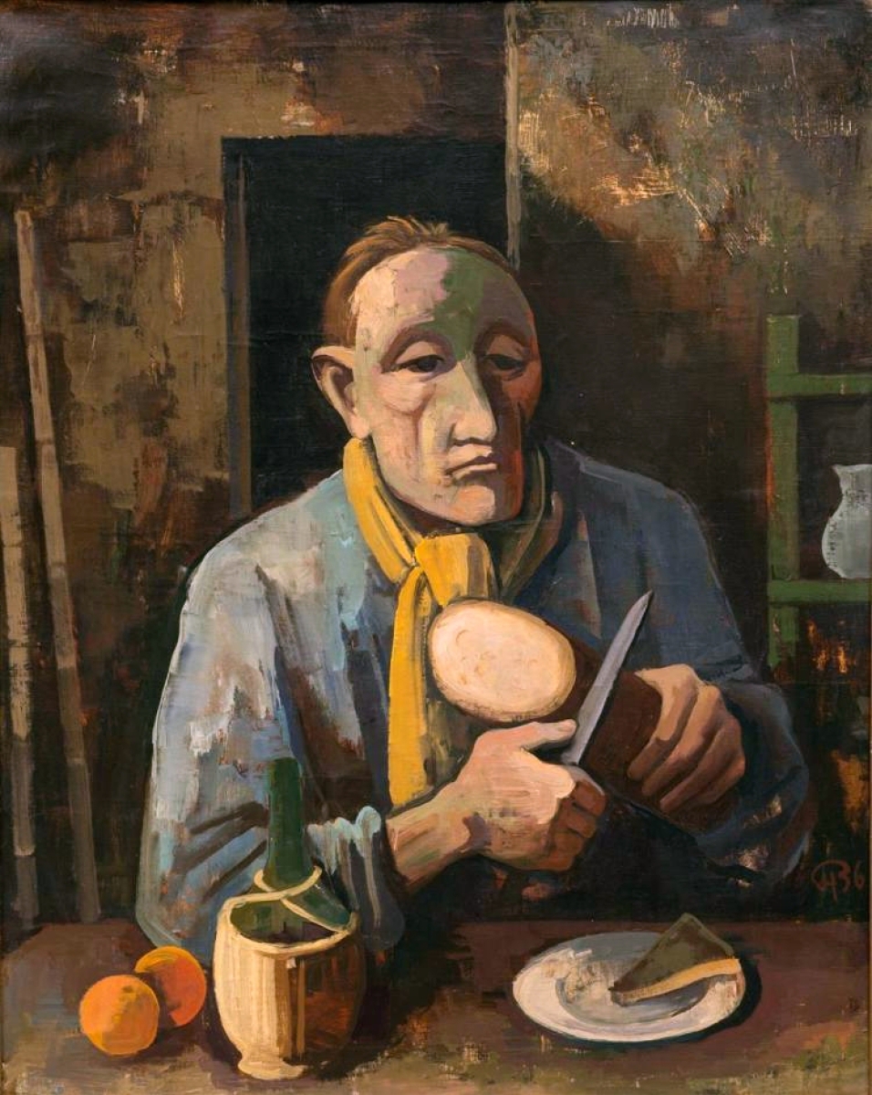 Carl Hofer’s “Brot & Wein,” a 1936 oil on canvas, reached $146,400. Hofer fled Germany when Hitler came to power, eventually returning to Germany. His works hang in several major museums.