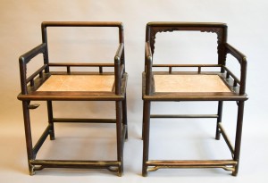 Topping the day was a pair of Tzutan Seventeenth Century rose chairs that brought $24,750. The pair of chairs, with caned seats, were in untouched condition and one had the original interior cloud-carved aprons intact.