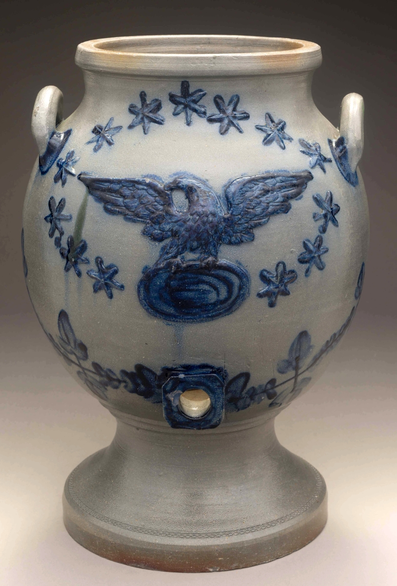 Water cooler by Henry Lowndes (Petersburg, Va.), 1840–42, salt-glazed stoneware, gift of Colwill-McGehee Antique Decorative and Fine Arts in honor of Carolyn J. Weekley.