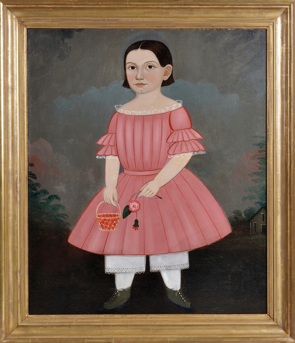 George Hartwell’s portrait of Mary A. Crockett of Lincoln, Maine, brought $30,750, the most successful folk painting of the sale.