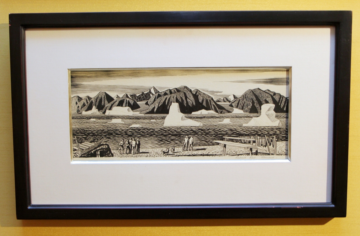 “Greenland” by Rockwell Kent, ink on paper. Stamped on back, “Original drawing the property of Rockwell Kent and to be returned to him at Au Sable Forks, New York.” Thomas Colville Fine Art, Guilford, Conn., and New York City