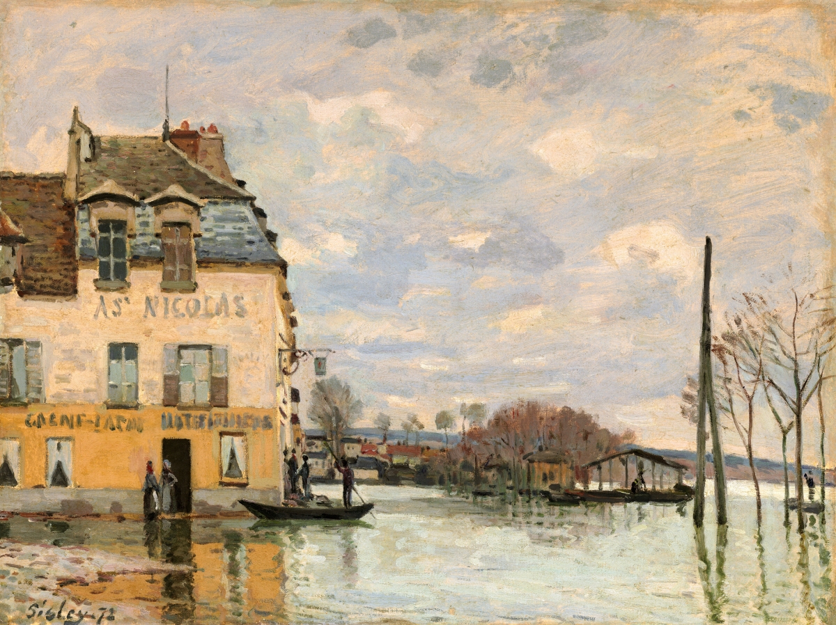 “Flood at Port-Marly,” 1872, oil on canvas. National Gallery of Art, Washington, D.C., collection of Mr and Mrs Paul Mellon.