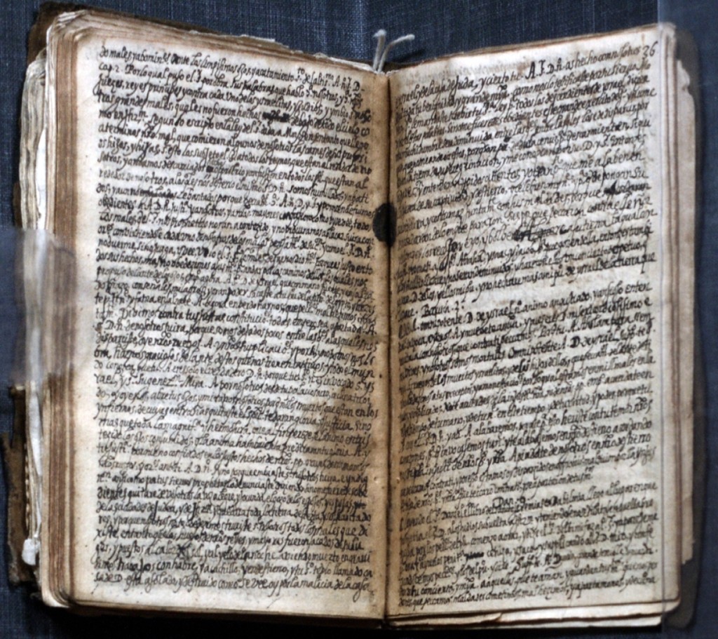 Through a special arrangement with the Mexican government, this recently recovered document is on view for the first time in “The First Jewish Americans.” Luis de Carvajal, a victim of the Inquisition in Mexico, was tried and burned at the stake in 1596. Memorias autobiographical manuscripts by Luis de Carvajal the Younger (circa 1567–1596) circa 1595, with devotional manuscripts. Manuscript leaves, three volumes, each stitched into plain wrappers. Courtesy of the Government of Mexico