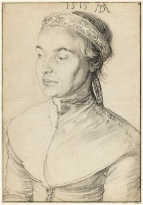 Albrecht Dürer (German, 1471–1528), “Portrait of a Young Woman with Braided Hair,” 1515, black chalk and charcoal. Nationalmuseum, Stockholm.