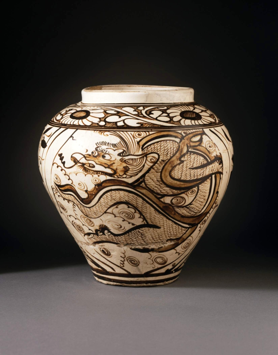 Jar (Ping) with Dragon and Clouds, Yuan dynasty, 1279-1368, Los Angeles County Museum of Art, purchased with funds provided by Jack G. Kuhrts. ©Museum Associates/LACMA