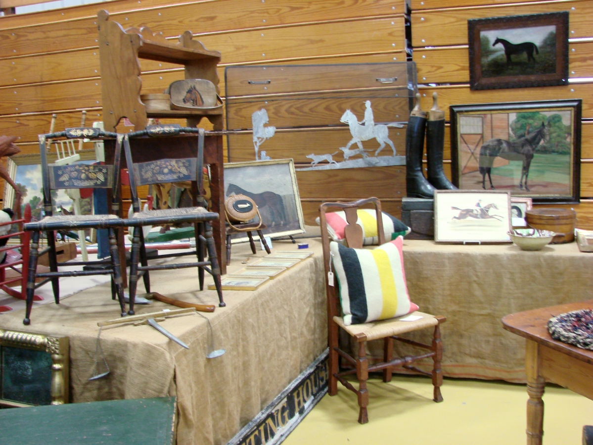 Dover House Antiques was a long way from its hometown of Louisville, Ky. It brought a pair of Hitchcock-style children’s chairs and they also had a stack of four firkins, in differing old colors.