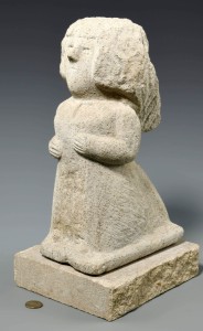 There has been strong demand at the national level lately for carved limestone sculptures by self-taught African American artist William Edmondson (Tennessee, 1874–1951). His 14-inch sculpture of a nurse earned $129,800.