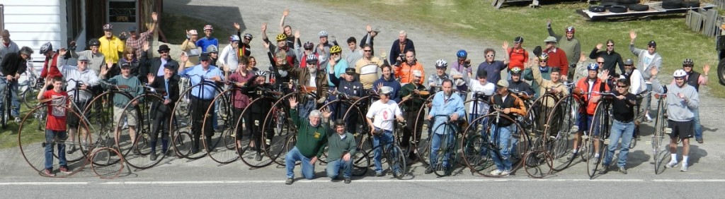 Wheelmen pose for a photo before the 10-mile ride at Copake’s 20th annual auction in 2011.