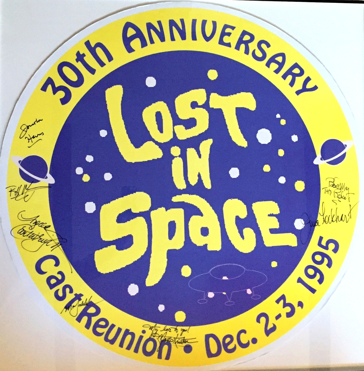 “I love this Lost in Space poster signed by the entire cast of the show. It’s from the 30th anniversary cast reunion. Only two of these posters exist. I got this one at a collectibles show I ran at Boston’s Bayside Expo Center in 1995,” says Getman.
