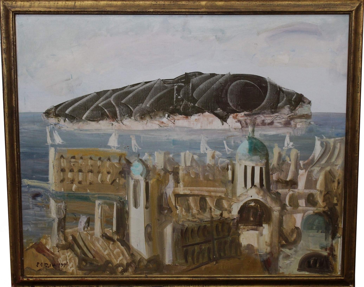 Predrag Milosavljevic (Serbian, 1908–1987), “Dubrovnik” harbor scene was bid to $13,310.