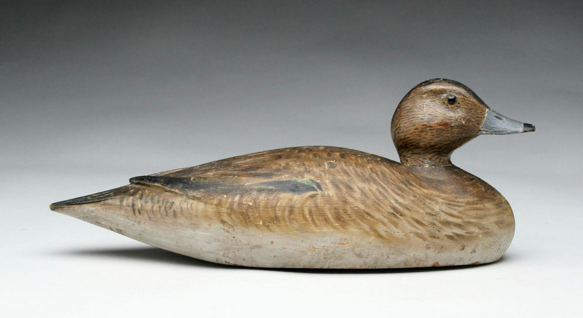 This rare prestamp widgeon hen by Elmer Crowell, East Harwich, Mass., last quarter of the Nineteenth Century, realized $37,375.