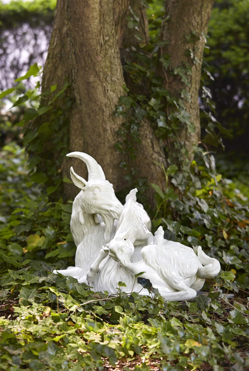 Nanny-Goat with Kid after a model by Johann Joachim Kändler from 1732, Twentieth Century, hard-paste porcelain, 19½ inches high. Private collection. —Michael Bodycomb photo