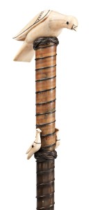 Known as the “Dove Peace” cane, made of baleen and whale ivory, it was topped with a carved dove and included two more doves along the shaft. It brought the highest price of the approximately 30 canes in the sale, $28,290.
