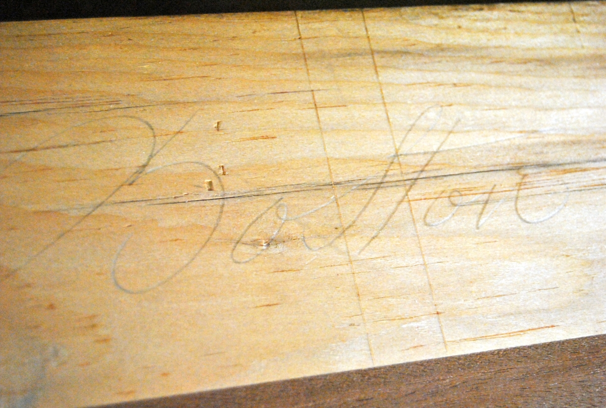 Boston signed the chest underneath the top where it would not readily be seen.