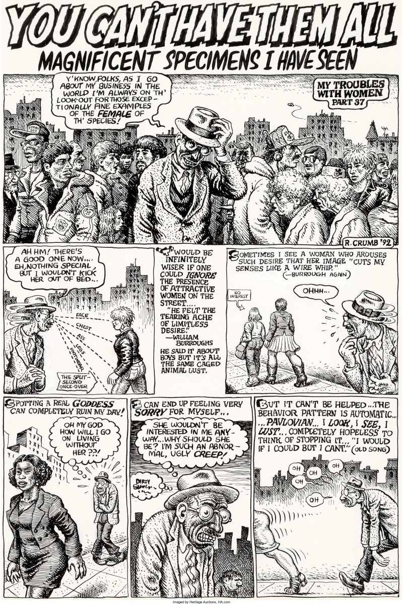 Hup #4 (Last Gasp, 1992), is the complete four-page story original art by Underground Comix master Robert Crumb, which was among the top lots at $155,350.