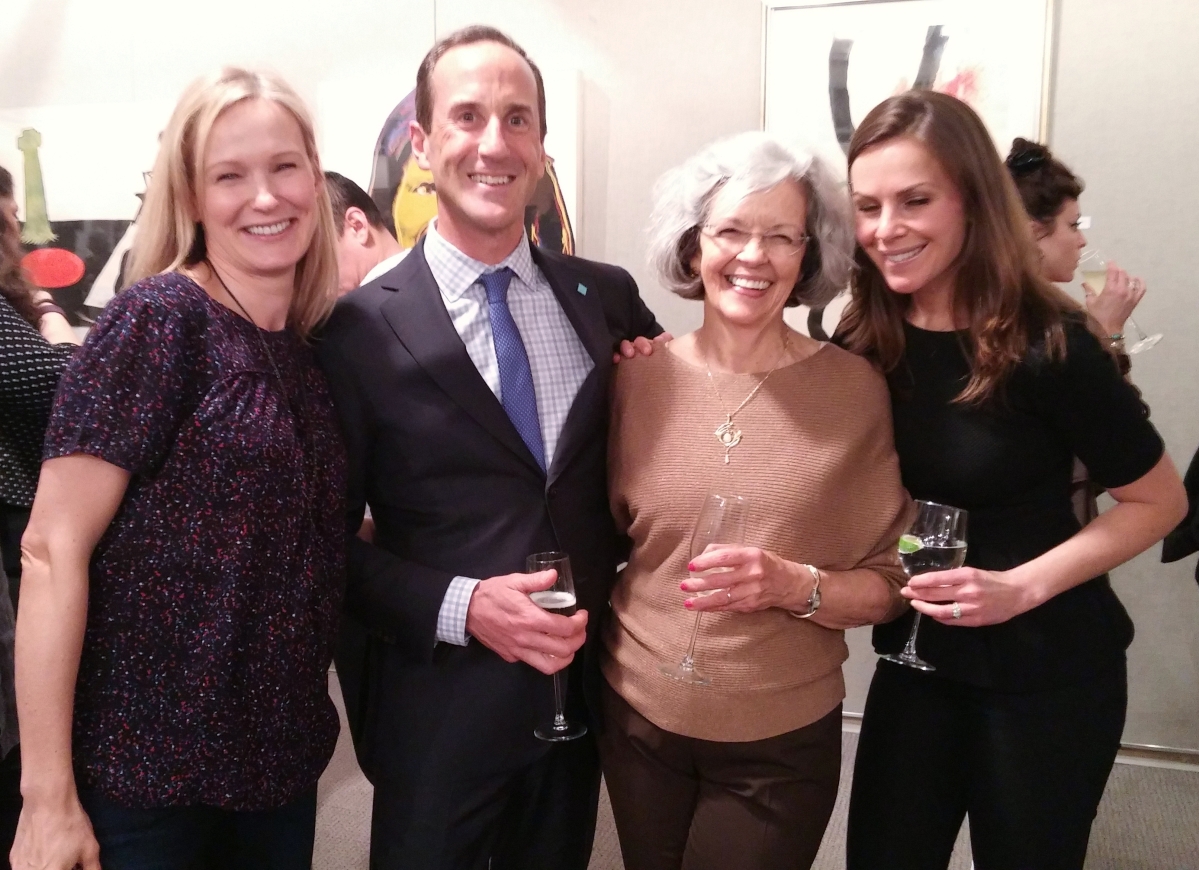 Todd Weyman, vice president and director, prints & drawings, contemporary & American art, with, from left, Santa Mealli, Marvel Griepp and Kristina Weyman.