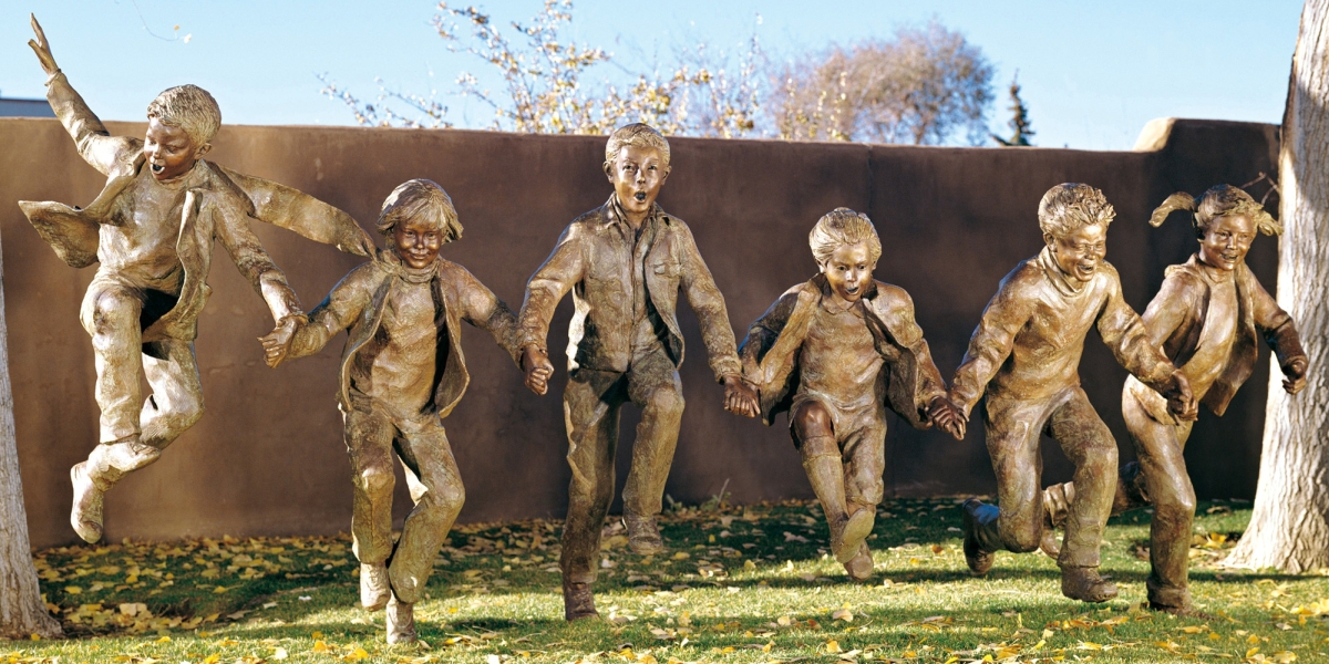 “Puddle Jumpers” by Glenna Goodacre (b 1939), 1989, bronze, sculptor’s proof cast, $409,500.