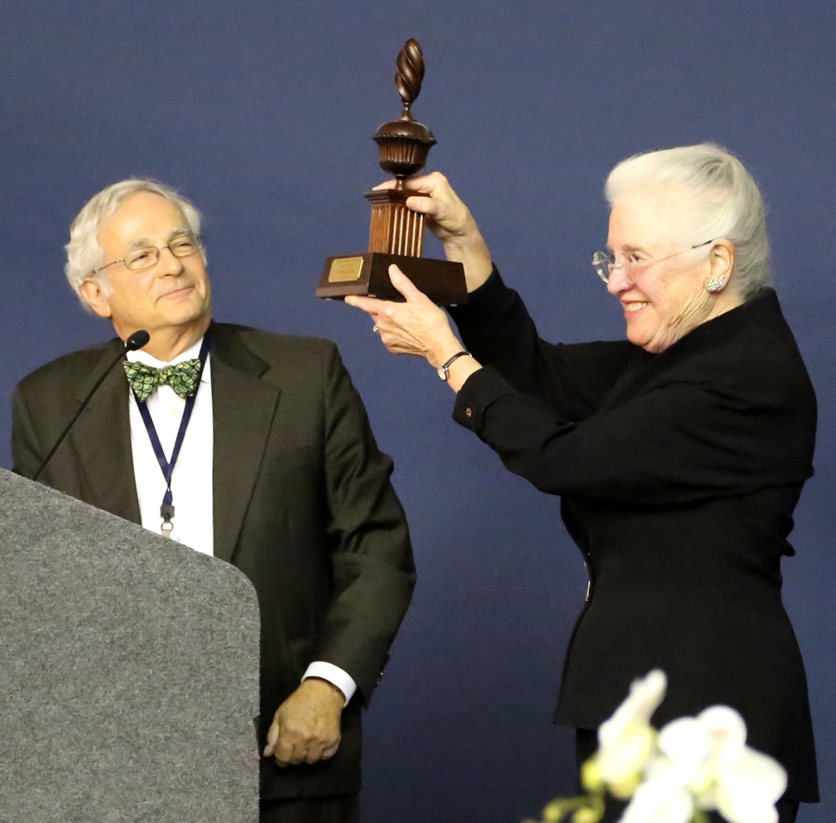 “We asked Newport cabinetmaker Jeffrey Greene to make the finial. Given Pat’s expertise on the subject of Rhode Island furniture, it had to be of the best quality,” ADA vice president Arthur Liverant said.