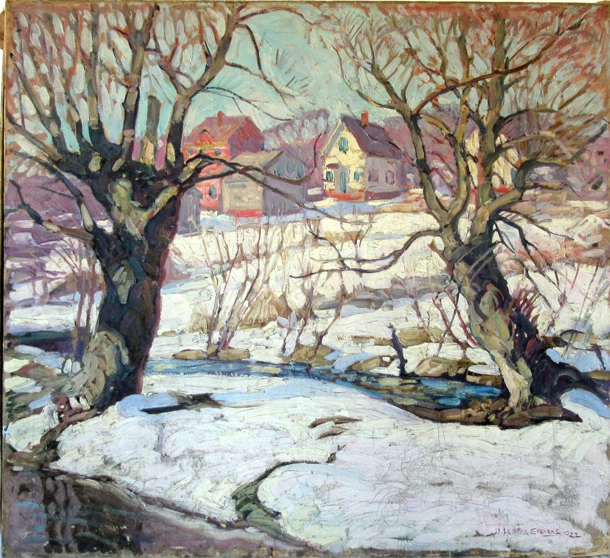 The highest priced painting of the sale was a winter landscape signed by W. Lester Stevens and dated 1922. The painting, which needed to be cleaned, started off with an internet bid of $3,200, and it finished at $6,490.
