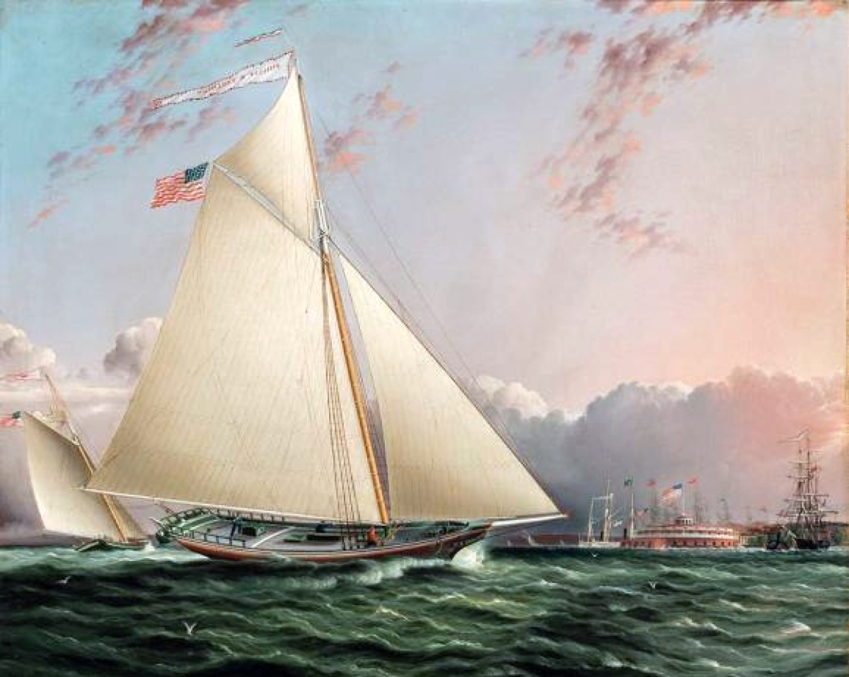 The top lot of the auction was James Edward Buttersworth’s depiction of the sloop Phillip R. Paulding in New York Harbor with Castle Clinton in the distance. Soaring over its $80/120,000 estimate, the work drew robust bidding from the trade that drove the final price to $250,000. It had been in a private collection for the last 80 years.
