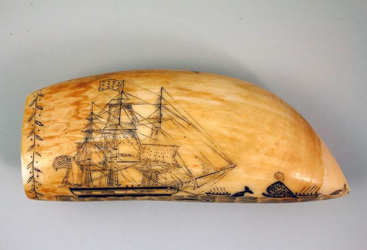 Whaling scene, ship Pacific of Nantucket by Edward Burdett, circa 1825–28.