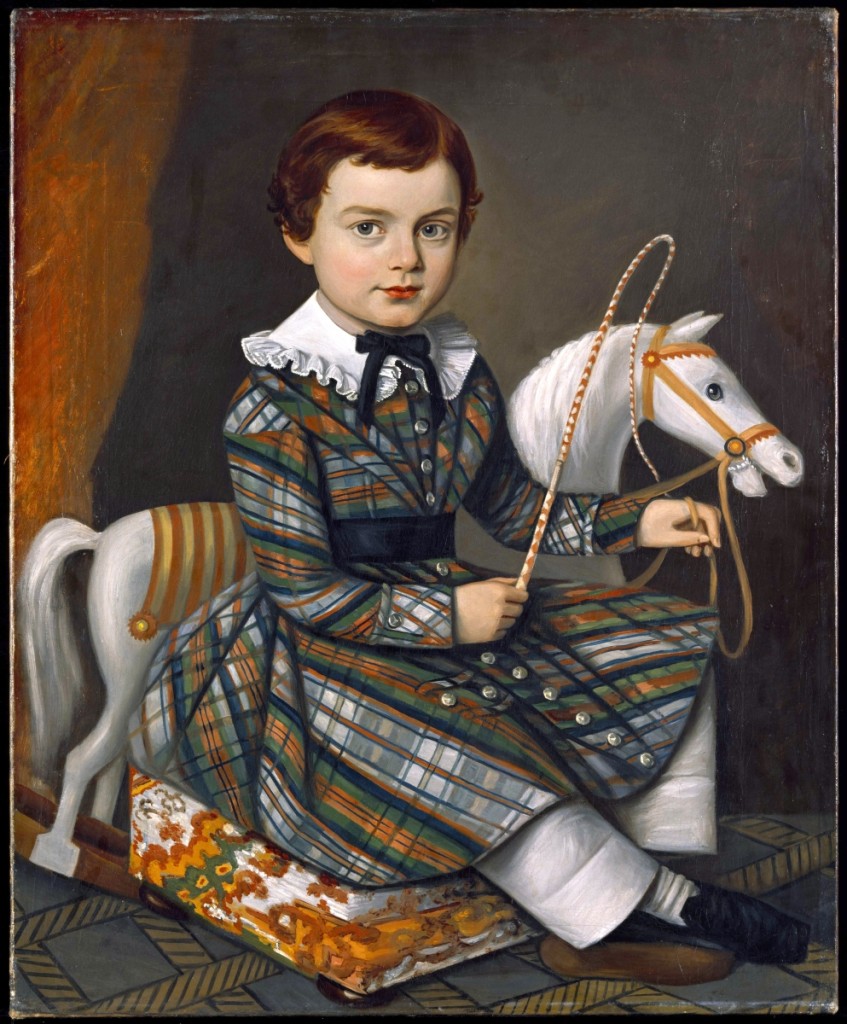 “Boy in Plaid,” New England, circa 1845, oil on canvas, gift of Abby Aldrich Rockefeller.