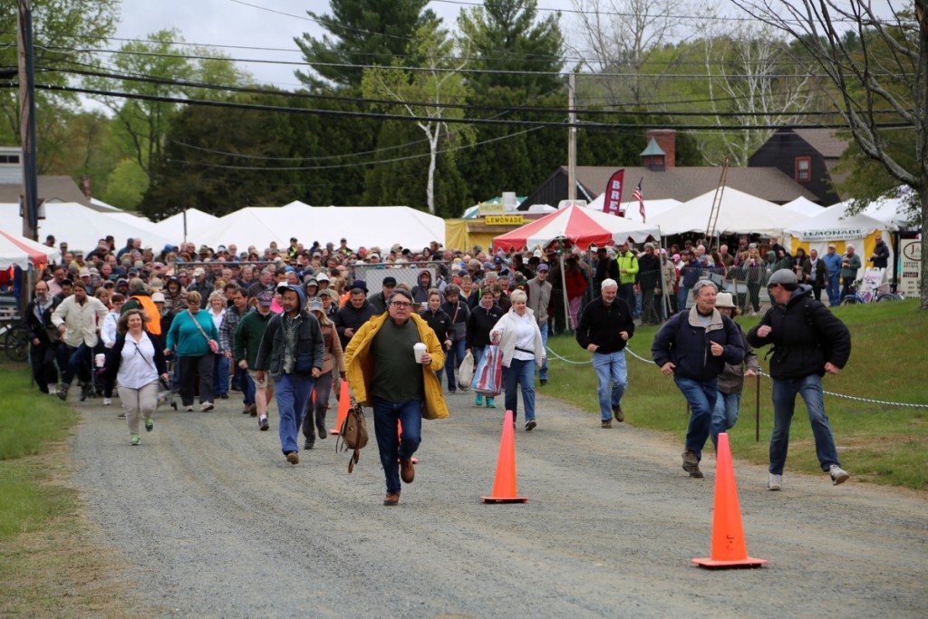 When the gate opens, the first wave is always a sprint.			     —J&J At Brimfield Auction Acres