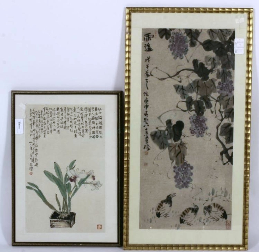 A lot of two Asian watercolors on paper, Twentieth Century ($400/600) achieved $9,375.