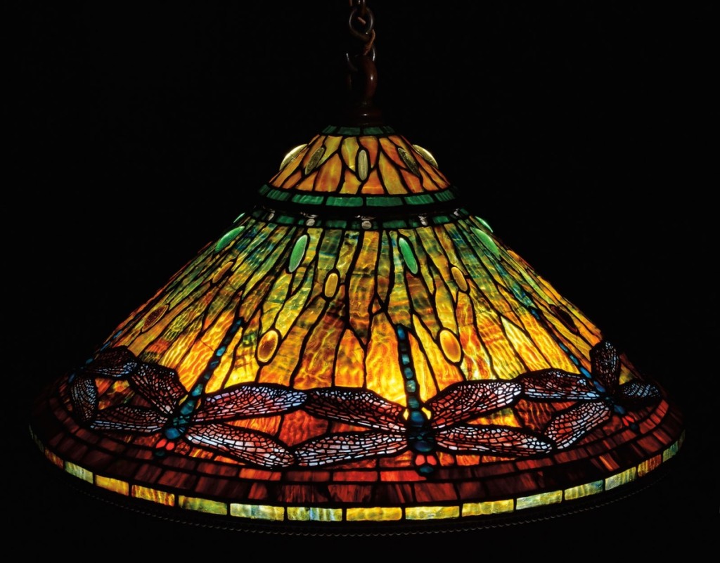 Fetching $228,100, well over its $150,000 high estimate, was an extraordinary Tiffany Studios Dragonfly chandelier.