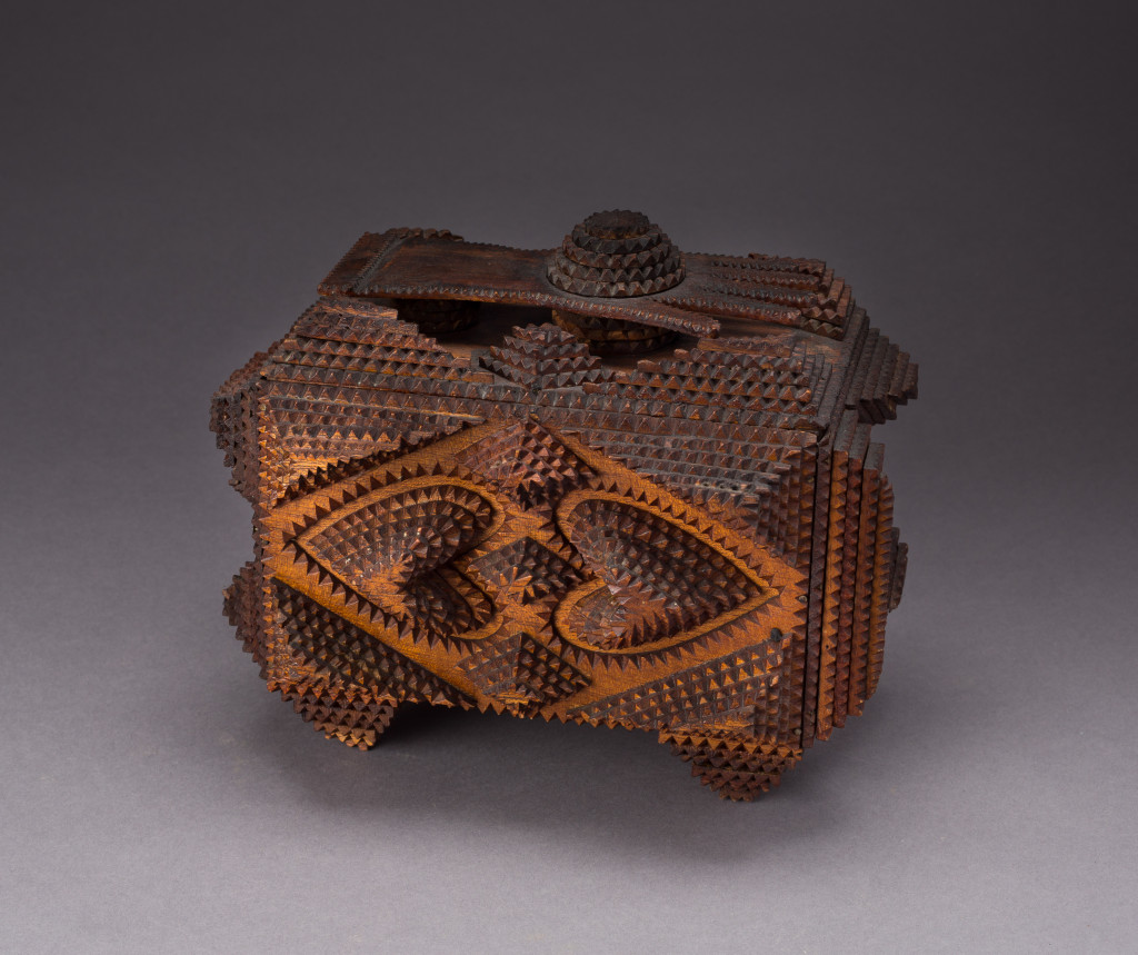 Tramp art keepsake box with hand and hearts, United States, late Nineteenth to early Twentieth Century. Courtesy of Robin Small.  —Clare Britt photo 