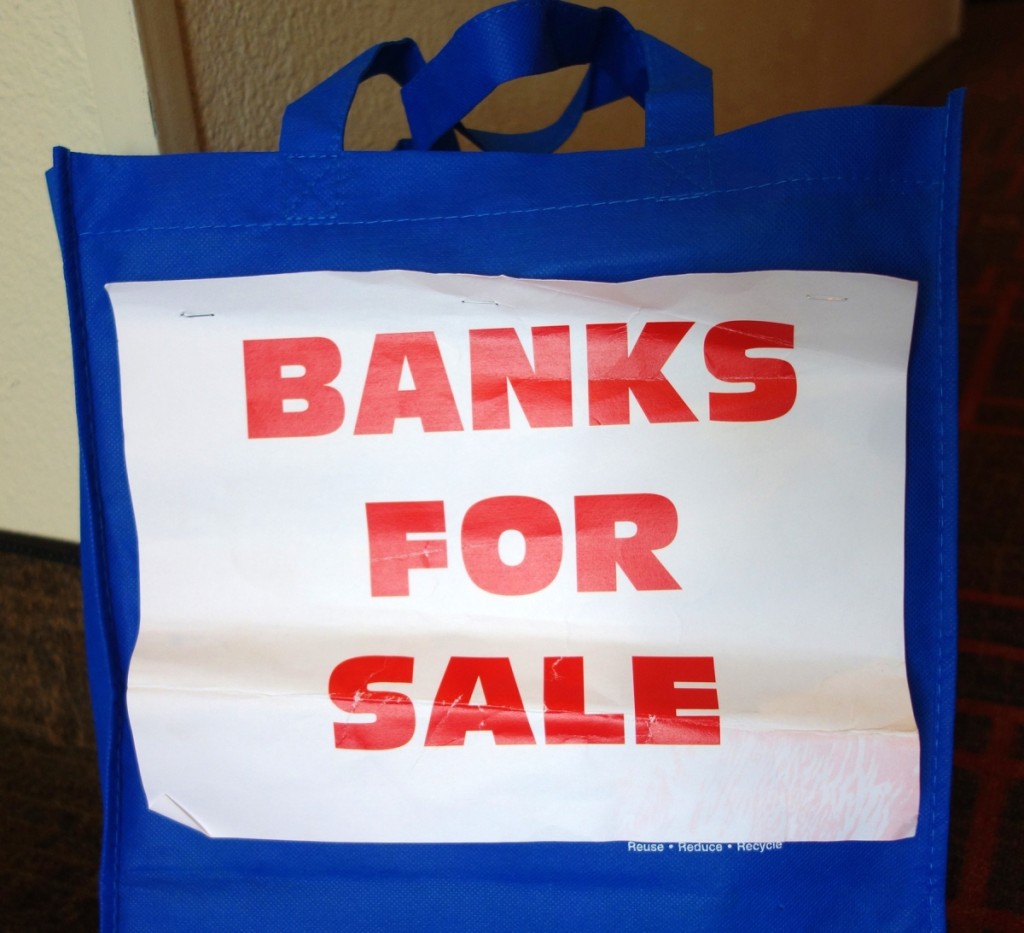 Members of both the mechanical club and the still bank club are encouraged to bring banks for sale to the convention. Displays are set up in the hotel rooms and when a sign, such as in the picture shown or the door is just left open, visitors are invited to shop.
