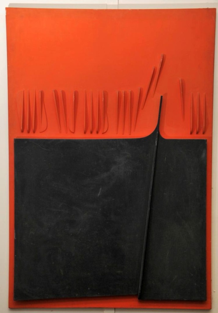 One of the higher priced items in the sale was this 1960 painted plywood, abstract three-dimensional painting by Ramirez. It was titled “Red Percussion” and it attained $28,080.