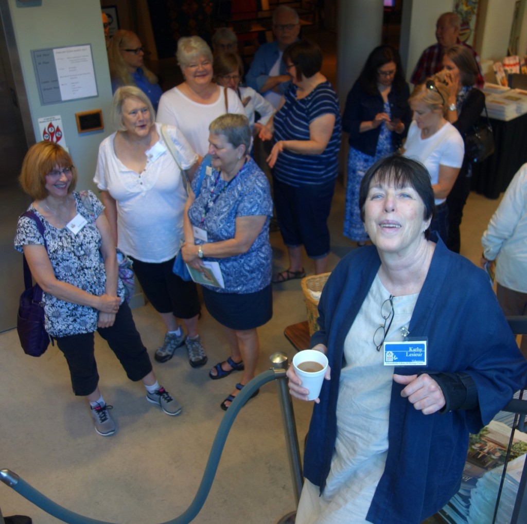 Kathy Lesieur, secretary of the Board of Directors of the Schwenkfelder Library & Heritage Center, getting ready to open the show on Friday morning.