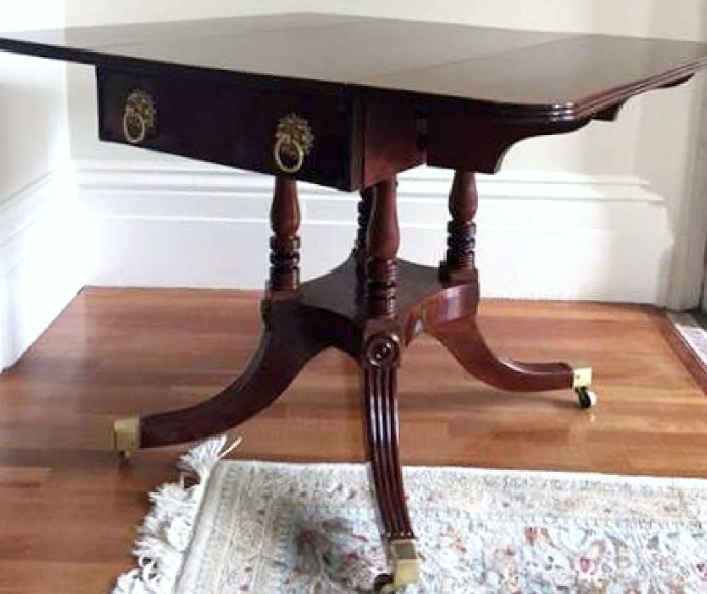 A labeled Pembroke table by Thomas Nisbet, a Scottish-born cabinetmaker who worked in Saint John, New Brunswick, in the early Nineteenth Century. Tim Isaac Antiques, Art & Auctions