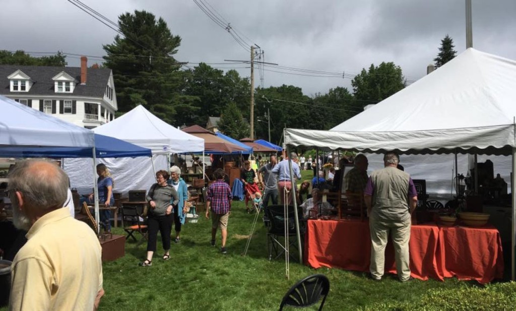 Although the sky looks threatening, the weather cooperated and the aisles were full of customers. Photo courtesy Fitzwilliam Historical Society