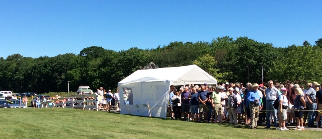 A large crowd awaited the opening. And note — not a cloud in the sky. Photo courtesy of Goosefare Antiques and Promotions.