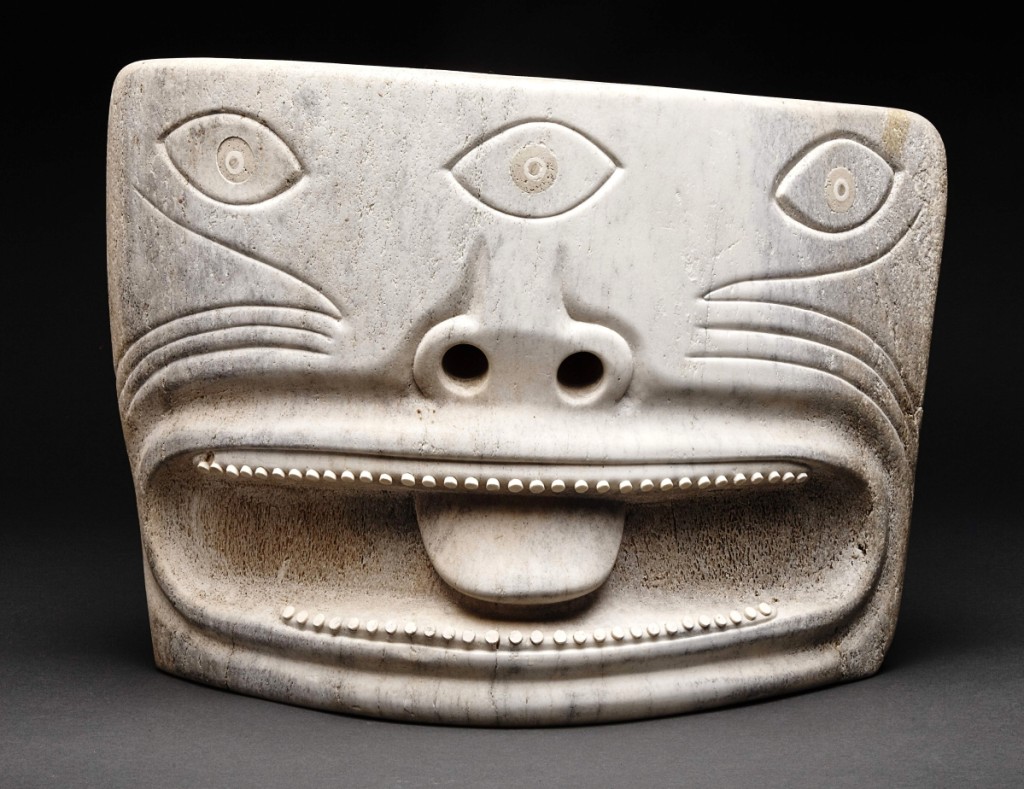 “Spirit Faces” by Karoo Ashevak (1940–1974), Spence Bay / Taloyoak, whalebone carving, $132,000 ($35/45,000). Waddington’s, November 2016.