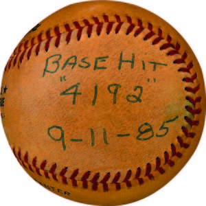 The ball that broke the record. This was Pete Rose’s 4,192-career hit, which thrust him past Ty Cobb for the all time hits record. According to Lelands, it was also the first piece of sports memorabilia to be sold for a six-figure sum back in 1987, only two years after Rose broke the record. The ball only appreciated in value, pulling in $403,657.