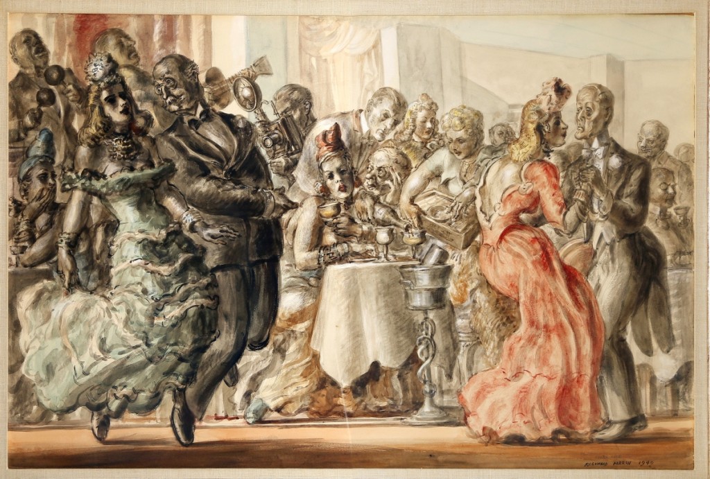 “Memories of the Stork Club,” 1940, Reginald Marsh, watercolor on paper, 26½ by 40 inches, private collection.