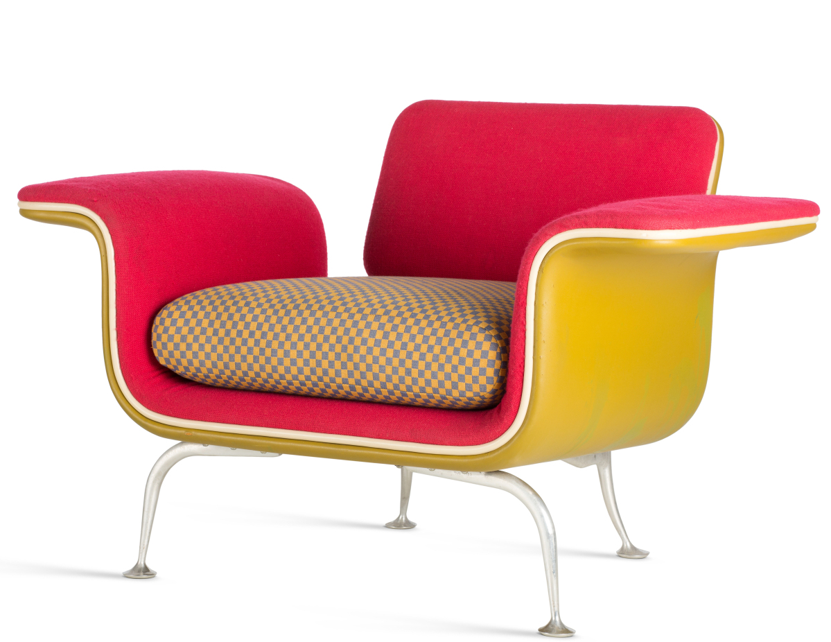 Armchair No. 66310, design by Alexander Girard, 1967. Series production by Herman Miller Furniture Co., collection Vitra Design Museum. —Vitra Design Museum photo, Jürgen Hans